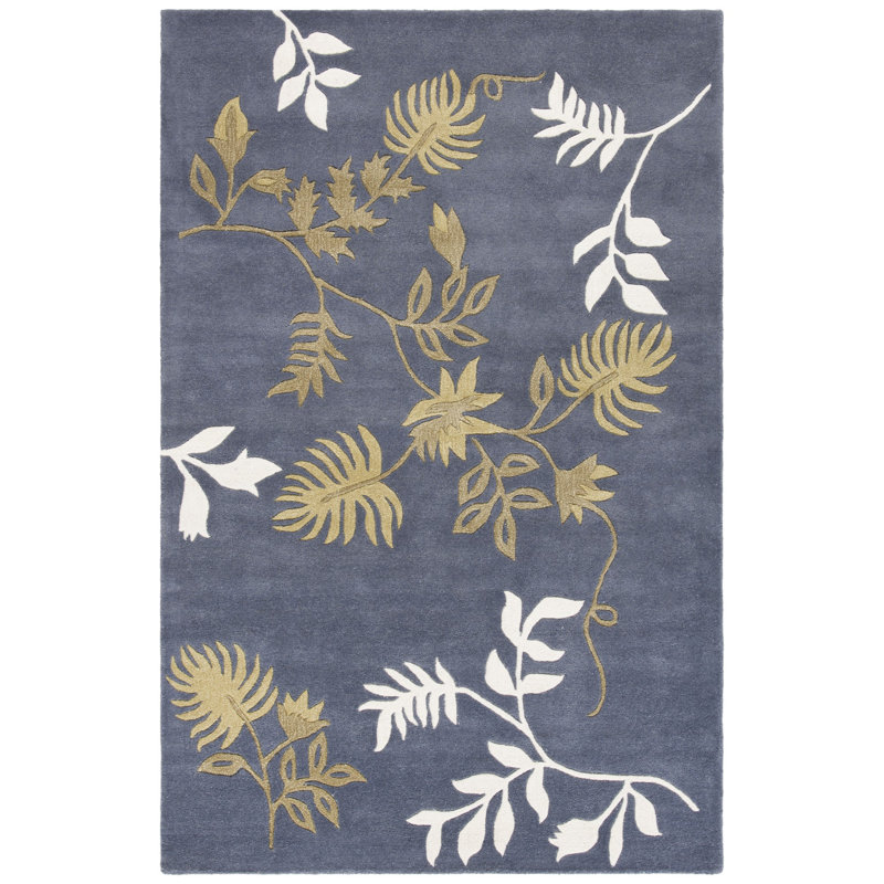 Tapis floral en laine et viscose touffeté à la main Candelo Soho, Rectangle 7 pi 6 po x 9 pi 6 po