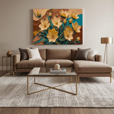 «Southwestern Plants Golden Columbine 166», art mural sur toile brune