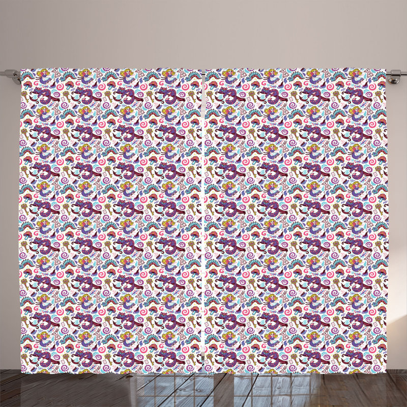 Rustic curtain, fairy tale caterpillar, multi -colored