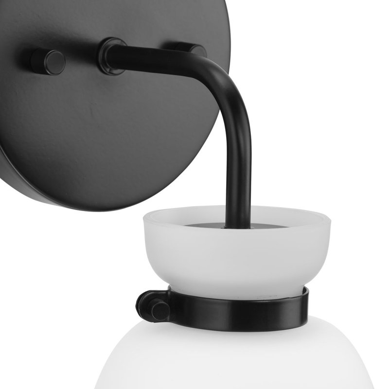 Lexie Matte Black Steel Vanity Light with Opal Glass Shade