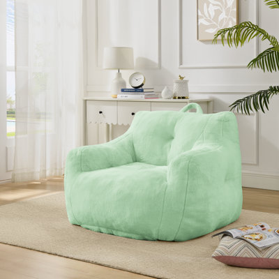 43" No Assembly Bean Bag Sofa - Skin-Friendly Faux Fur Accent Chair with Handle, Compact for Small Spaces