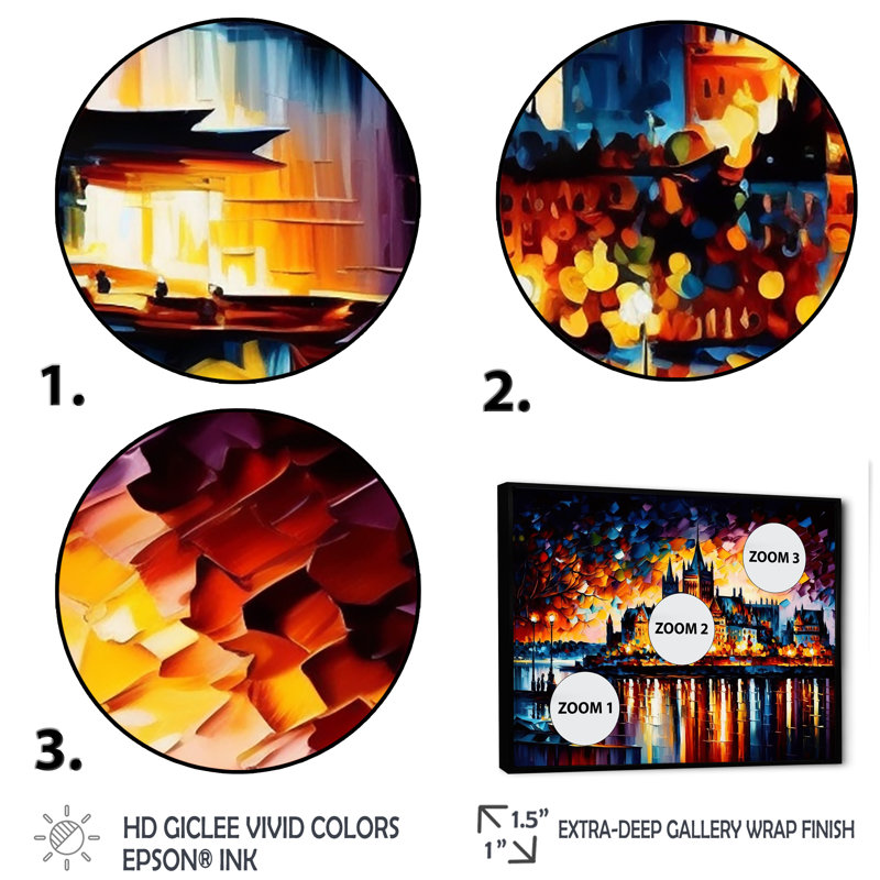 Coloré Québec I - reproduction sur toile, H 24 po x l 32 po x P 1 po, Cadre flottant noir