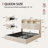 Queen Size Bed with 6 Storage Drawers & Headboard, Upholstered Bed Frame with Charging Station, Beige-557491004-557491006