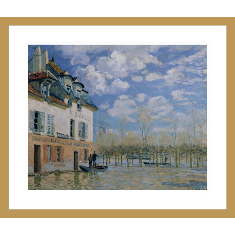 «The Boat in the Flood Port-Marly» par Alfred Sisley, impression giclée sur cadre, 23.5" H x 27.46" W