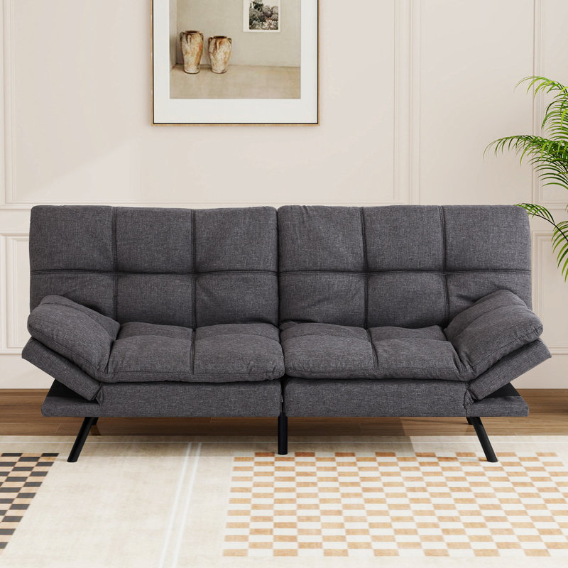 Oppelo 71'' Upholstered Convertible Sofa, Twin Sleeper Sofa Bed, Gray Linen