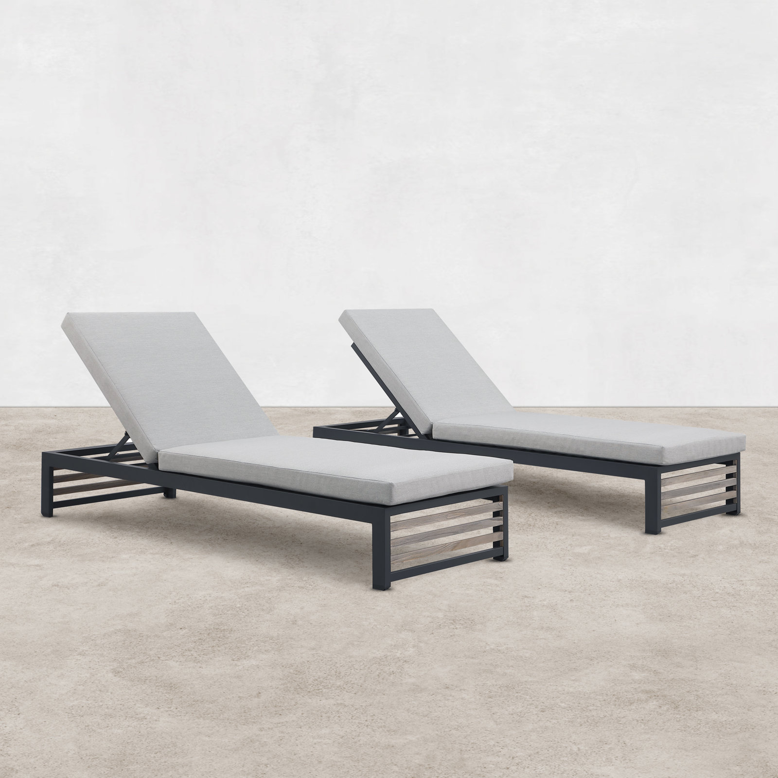 Pawni Teak Outdoor Chaise Lounge, Grayish
