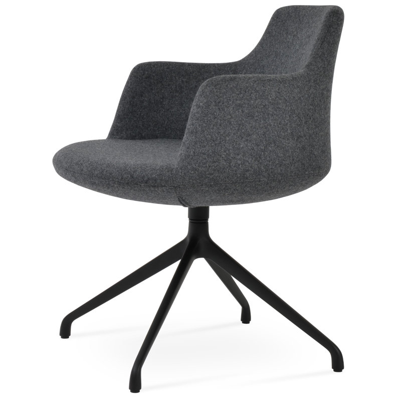 Dervish Spider Swivel Arm Chair, Black, Dark Gray