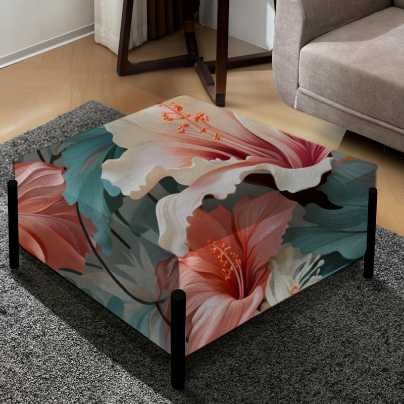 Paradise Mirage - Motif tropical - Grand repose-pieds carré tropical