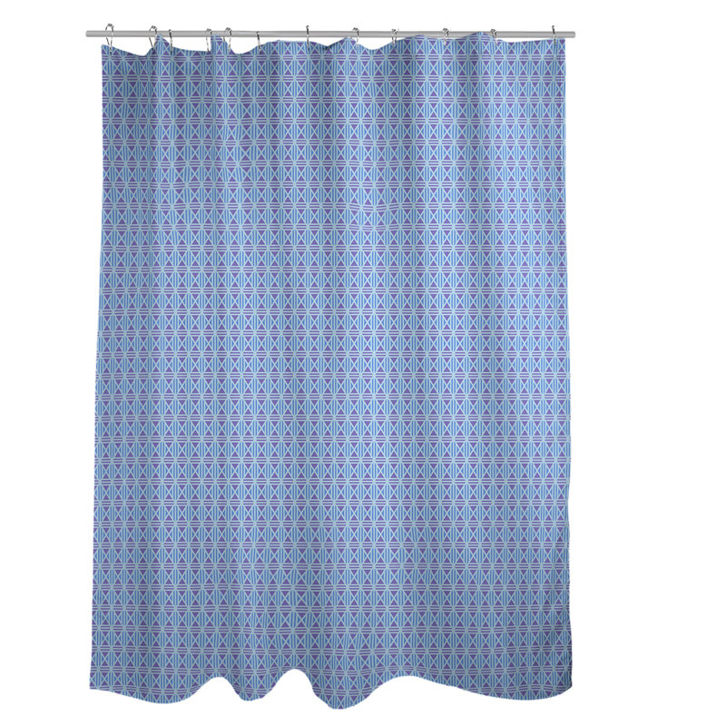 Rideau de douche simple à motif de losanges doublé classique, Bleu / Mauve