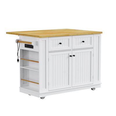 Mediun Kitchen Island With With Drop Leaf And 2 Drawers