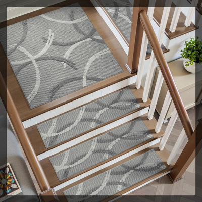 15-Piece Non-Slip Stair Treads For Wooden Stairs - Peel & Stick Installation, 3D Loop Pile, Washable, Indoor Safety Decor With Optional Landing Rug