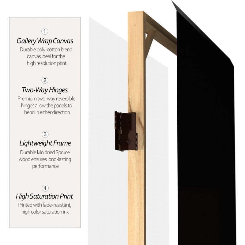 Buddha Art Canvas Folding Room Divider, Black