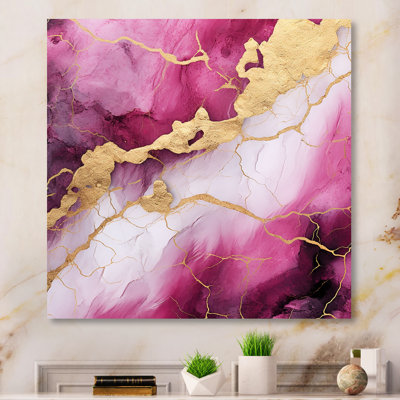 Pink And Gold Marble Essence II - Marble Wall Decor