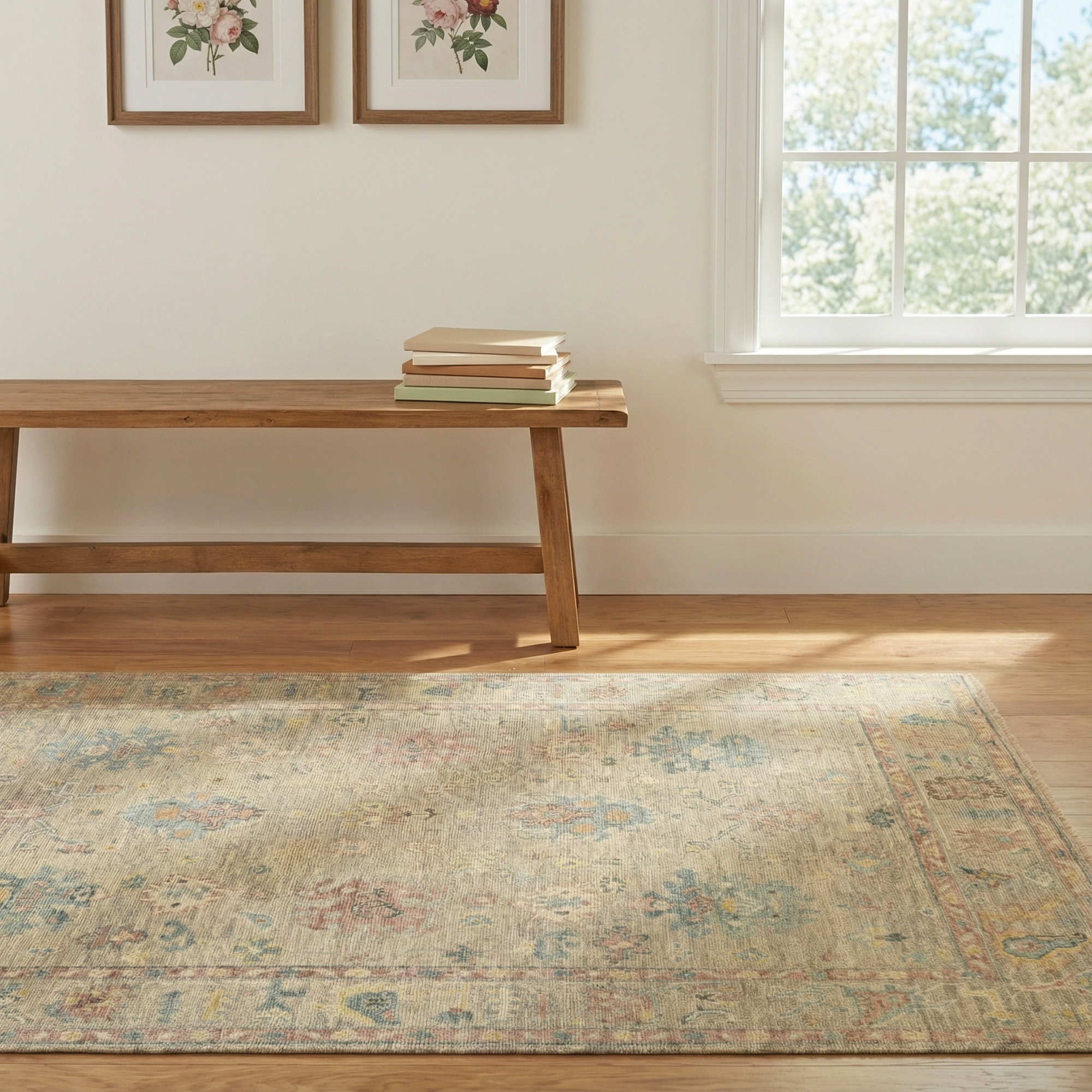 Newham Handmade Wool Pink Rug, Rectangle 4' x 6'