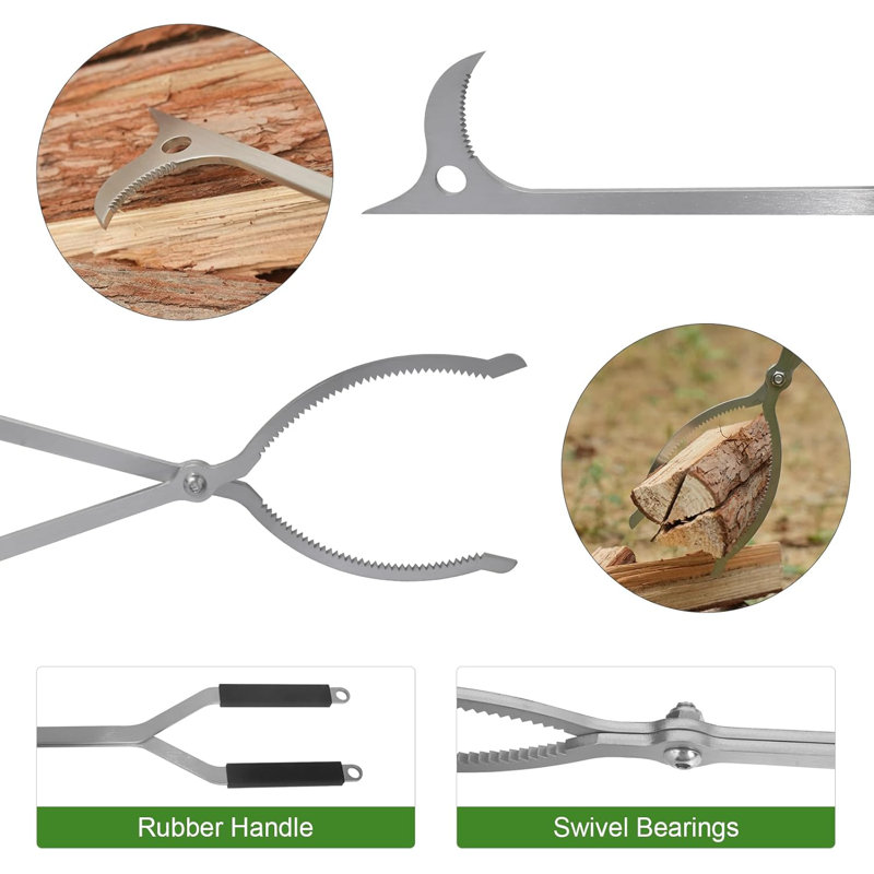 40" Fire Tongs Fire Pit Tongs Set, Stainless Steel Fireplace Tongs Log Grabber Suitable for Outdoor