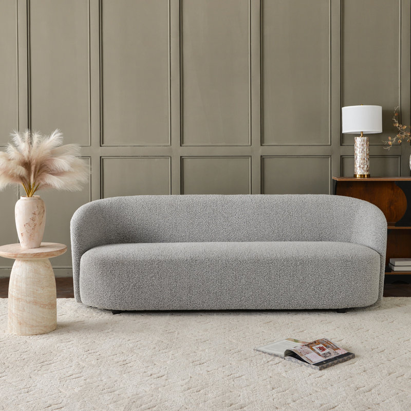 90'' Wide Boucle Upholstered 3-Seater Sofa, Gray