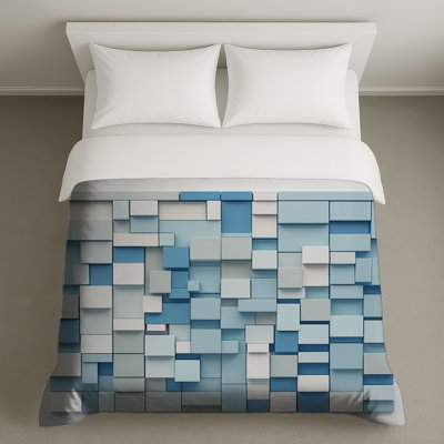 Housses de couette rectangulaires bleues et blanches