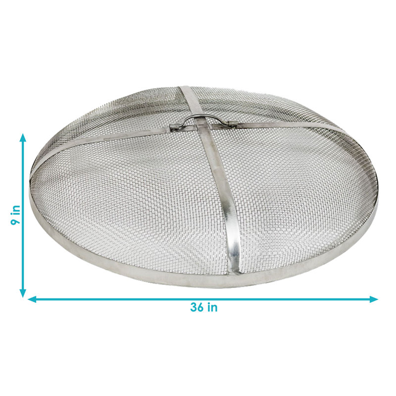 36-Inch Silver Stainless Steel Mesh Fire Pit Spark Screen Cover