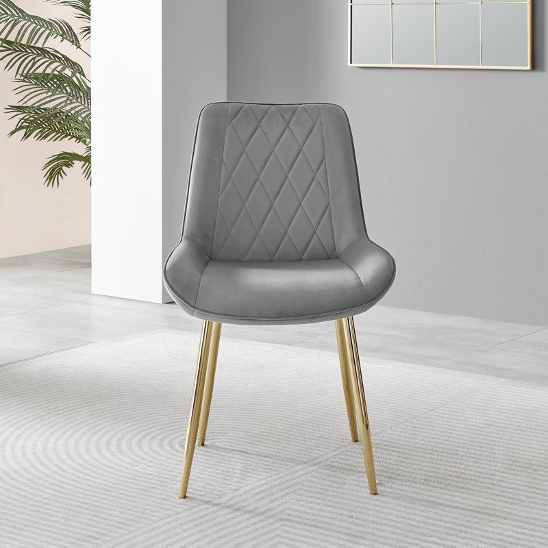 Eubanks Dining Set with 6 Chairs, Grey, Gold