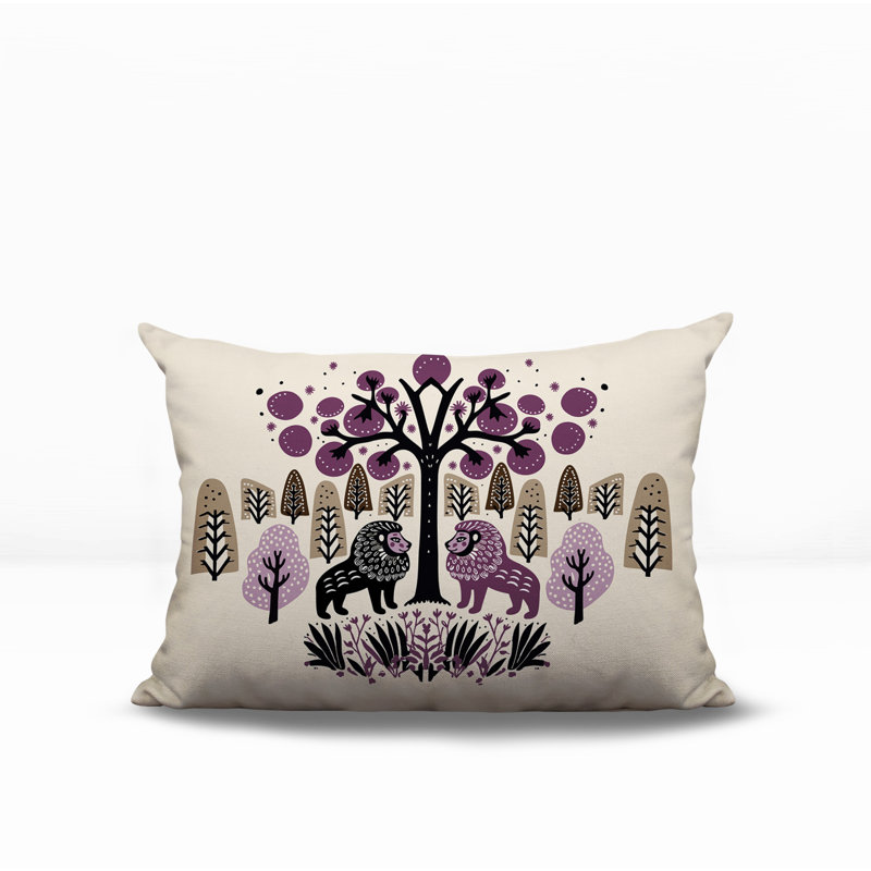 Oreiller rectangulaire intérieur / extérieur Comas Lion, Mauve, Rectangle H 18 po x l 25 po