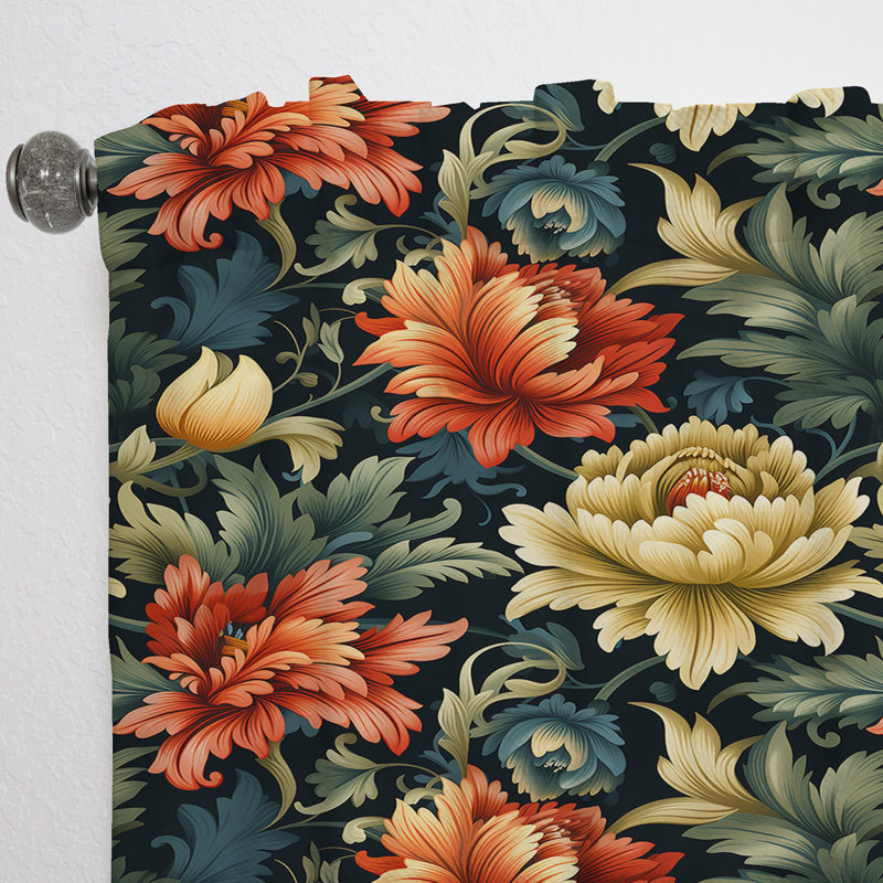 Petal Symphony Colorful Damask Harmony - Rideau damassé - Rideau damas obscurcissant - 1 panneaux, L 52 po x L 90 po