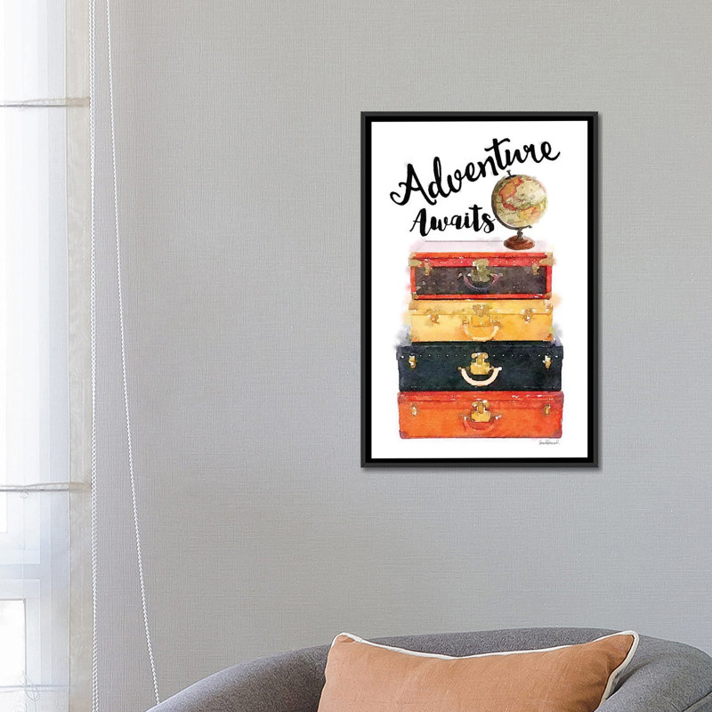 Reproduction d'art sur toile «L bond Stack Adventure Awaits», H 26 po x l 18 po x P 1,5 po, Toile avec cadre noir