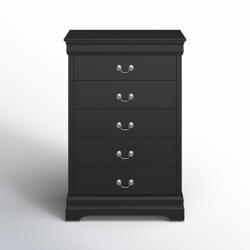 Commode 5 tiroirs Aliauna, Noir