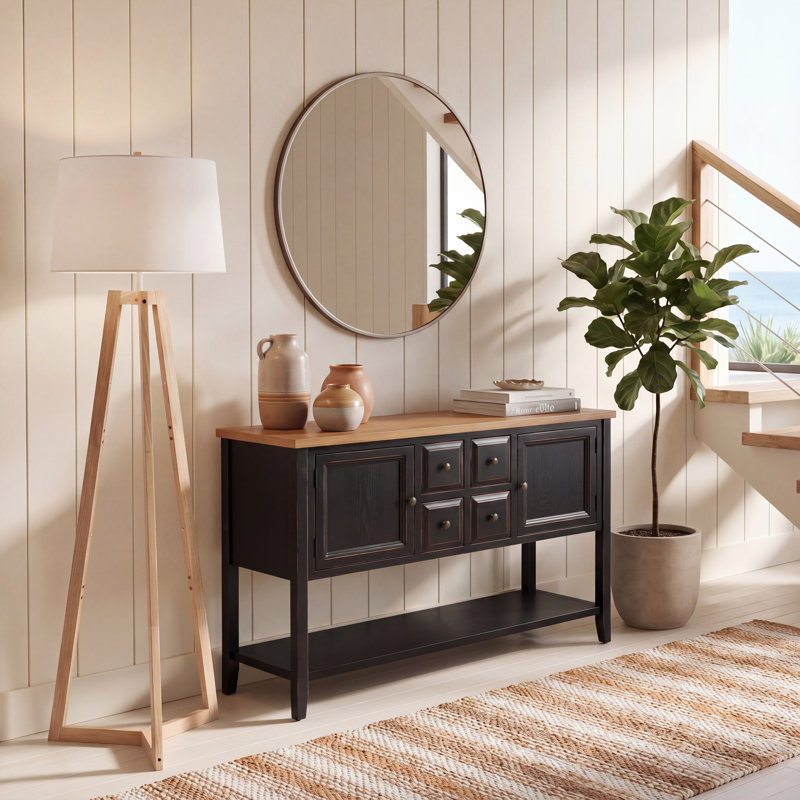 Console en bois massif 45,7 po Sadie, Noir