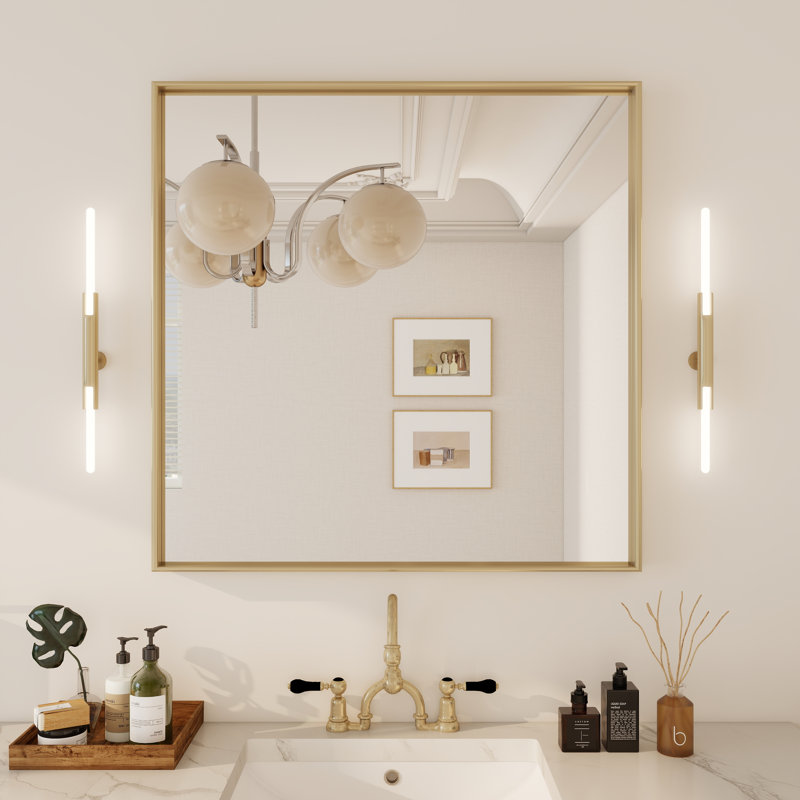 Miroir rectangulaire de salle de bain mural, Carrée, 36 po x 36 po