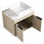 Meuble-lavabo mural 24 po. Meuble-lavabo en chêne blanc. Lavabo en céramique avec porte à fermeture en douceur. Rangement spacieux. Poignée en métal. Style contemporain contemporain en chêne. Lavabo et espace de rangement abondant-1717342574