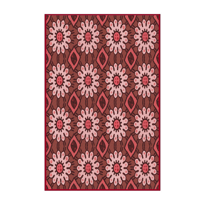 Tapis floral en laine rouge, Rectangle 8 pi x 12 pi