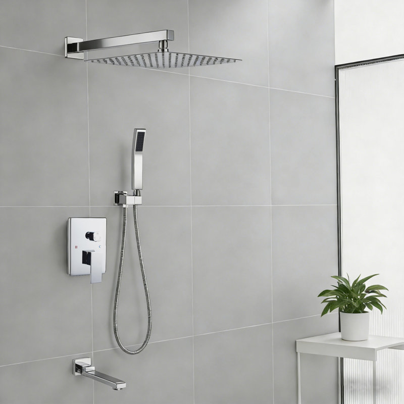 Swiveling Wall Mount Tub Filler Faucet With Handheld Shower, Chrome