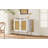 Modern Elegant 2-Door Curved Buffet Sideboard Cabinet Dining Cabinet with Adjustable Shelves | Gold Trim & Handwoven Rattan Doors | Stylish Storage for Dining Rooms & Kitchens-1708047388