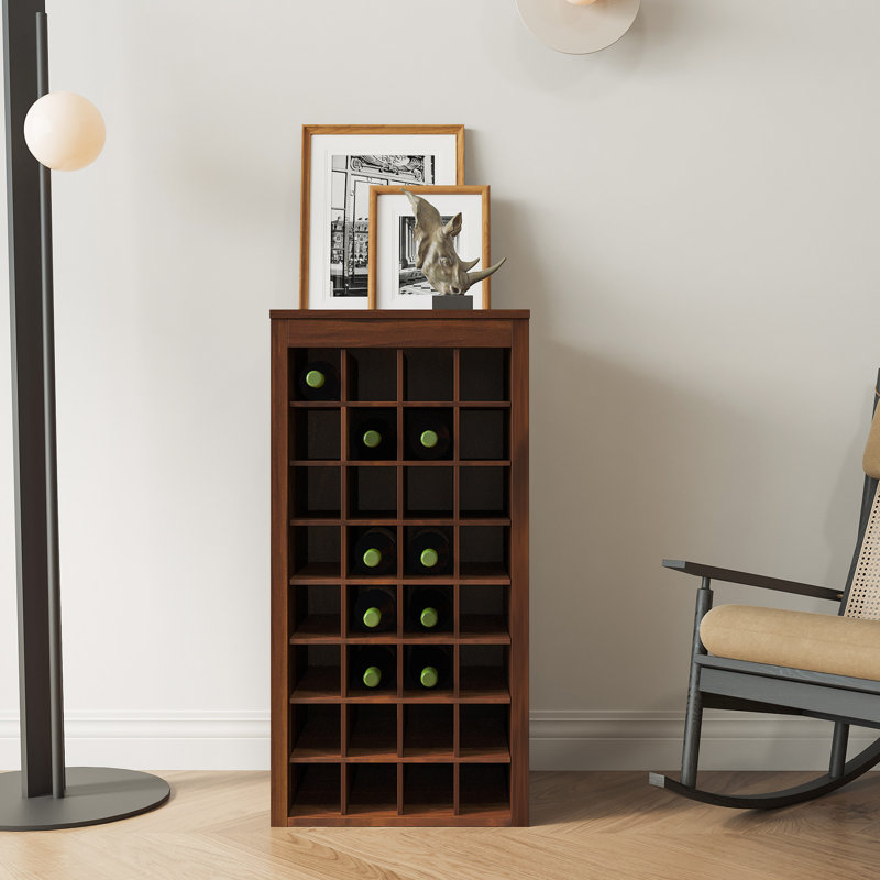 Meuble de rangement pour bouteilles de vin en noyer brun de 32 pouces - Buffet moderne et modulaire avec une option élégante