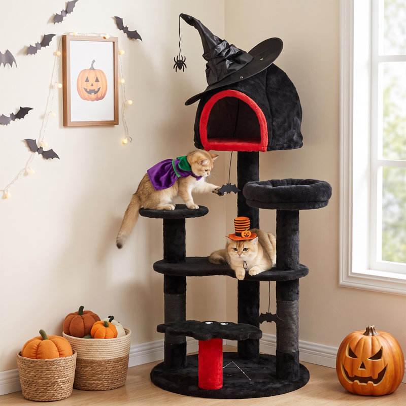 Gothic Cat Tree 155cm MultiLevel Cat Tower for Indoor Kittens Black