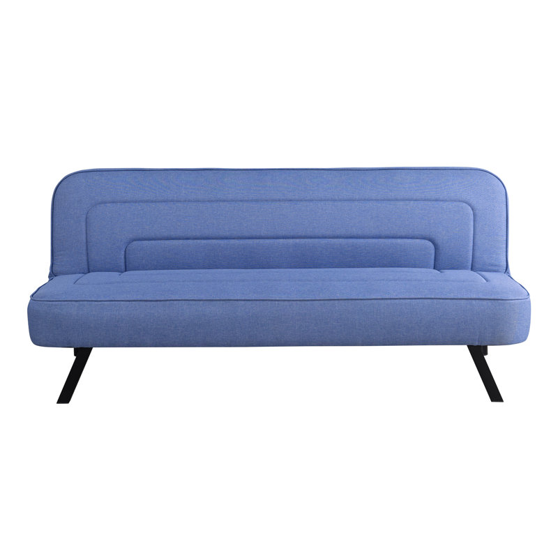  Serta® Ivy 66.1" Convertible Futon Sofa, Modern Channel Tufted, Woven Polyester Fabric, Blue Polyester