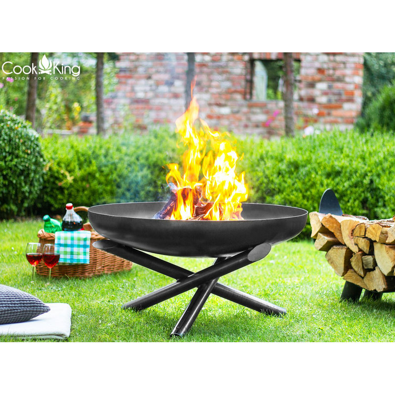 Round Steel Wood Burning Smokeless Fire Pit, 36cm H x 70cm W x 70cm D