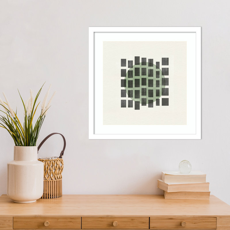 Reproduction d'art murale encadrée en bois Leia, minimaliste japonais, par The Miuus Studio, H 17 po x l 17 po, Blanc
