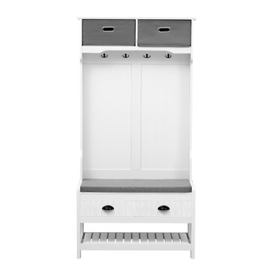 Hall Tree with 6 Hooks and Hinged Lid, Coat Hanger, Entryway Bench by Winston Porter