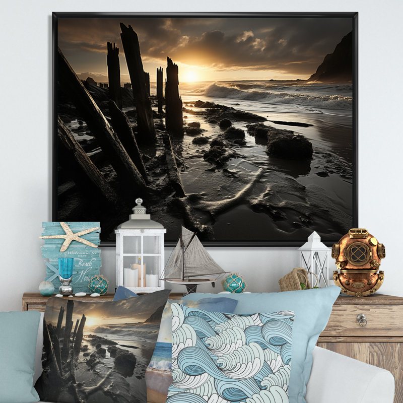 Beach Photo Oceanic Rhythms I - impression, Cadre flottant noir, H 12 po x l 20 po x P 1 po