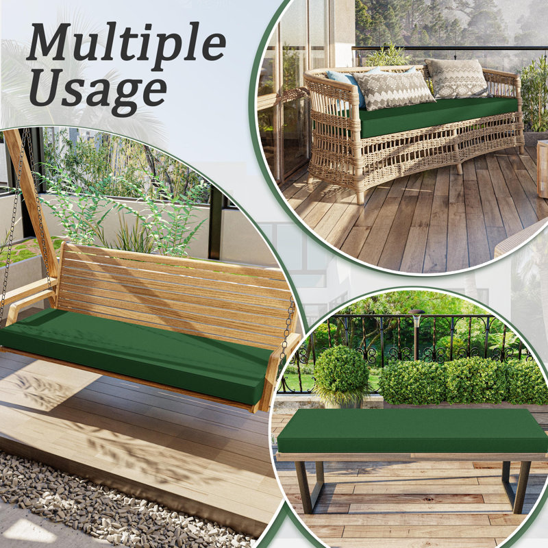 Outdoor 3.5'' Bench Seat Cushion, Available In 5 Sizes, Green, 60" W x 18" D