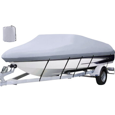 Housse imperméable pour bateau, housse pour bateau sur remorque de 25 pi à 28 pi, largeur de poutre jusqu'à 118 po. Housse de coque Housse de mouillage en polyester de qualité marine 600D robuste pour bateau à coque en V avec 5 sangles de serrage