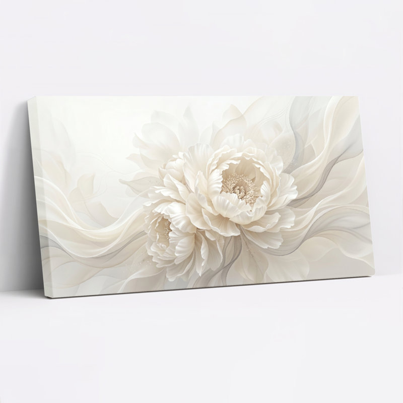 Ensemble de 1 tableau sur toile à fleurs blanches, L 48 po x H 24 po, Toile tendue