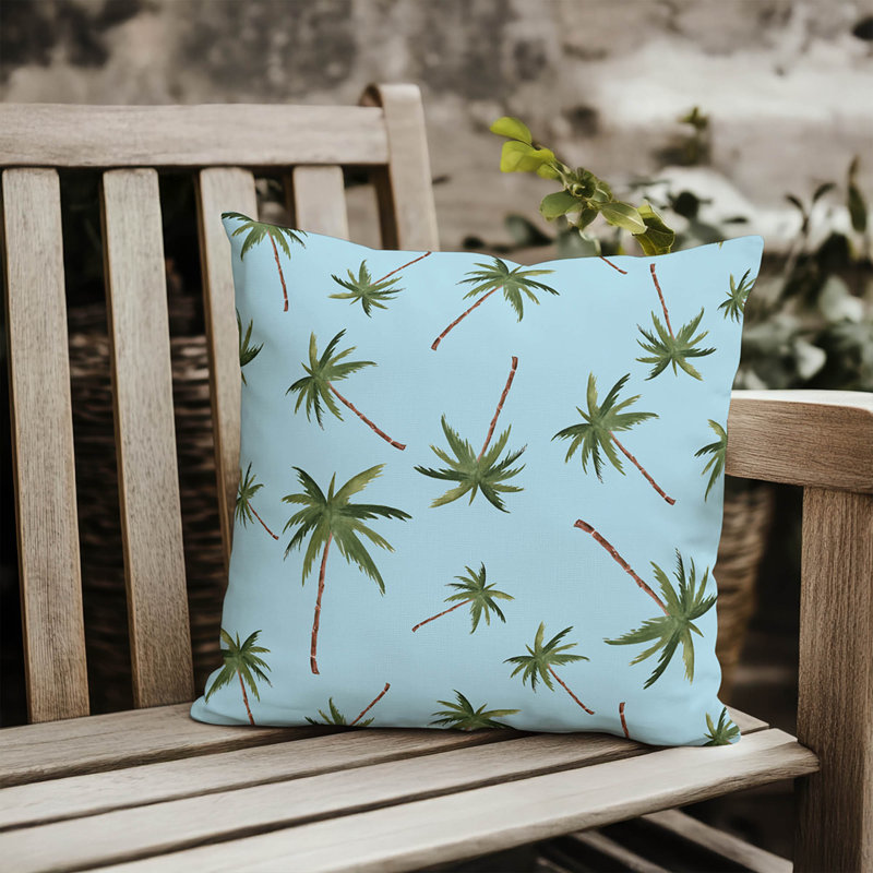 Summer Palms Outdoor Pillow, Cloud Blue, Square 18"