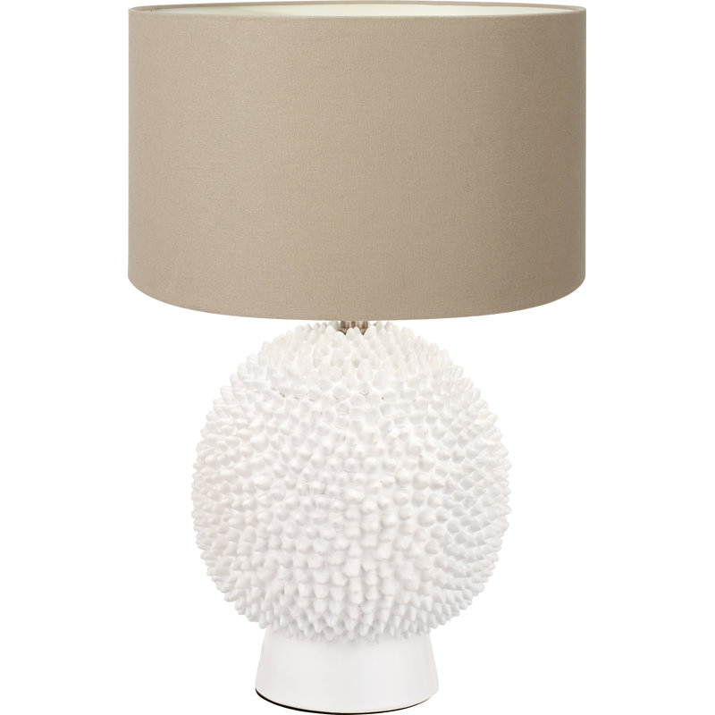 Ceramic Table Lamp, White, Brown, 20.87" H x 13.78" W x 13.78" D