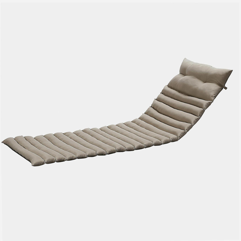 2PCS Set Outdoor Lounge Chair Cushion Replacement Patio Funiture Seat Cushion Chaise Lounge Cushion-KHAKI