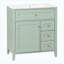 Meuble-lavabo sur pied vert de 30 po avec lavabo, panneau de fibres à densité moyenne moderne et bois d'hévéa avec 3 tiroirs, tablette réglable, porte à gauche