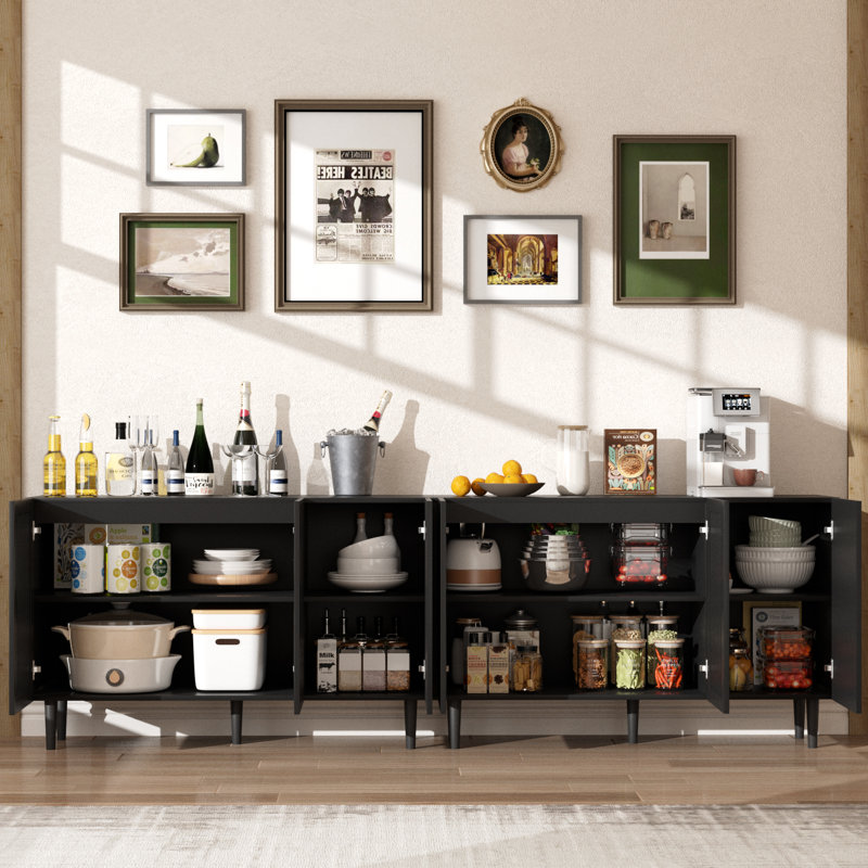 Hessle Credenza Storage Cabinet With Doors, Sideboard Buffet Cabinet With Adjustable Shelves For Living Room, Dining Room