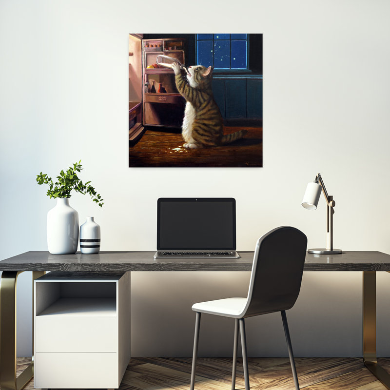 Aquarelle, chat, art urbain contemporain, H 18 po x l 18 po