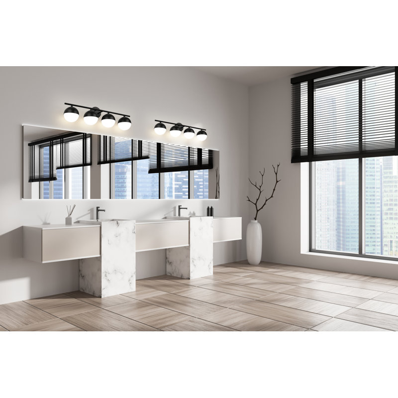 Meuble-lavabo 4 lumières 32,25 po Trombetta, Noir mat